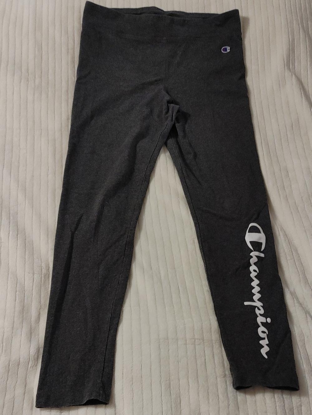 Champion Youth Charcoal Leggings with White Script Logo Girls XL